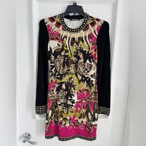 ROBERTO CAVALLI DRESS DAY DREAM  Bird PRINT LONG SLEEVES sz IT 46